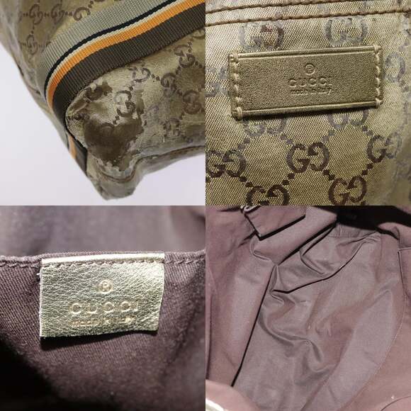 GUCCI GG Canvas Sherry Line Tote Bag Coated Canvas Gold Orange - Picture 12 of 13